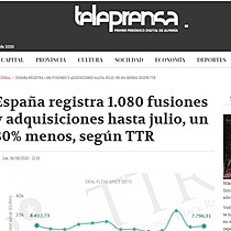 Espaa registra 1.080 fusiones y adquisiciones hasta julio, un 30% menos, segn TTR